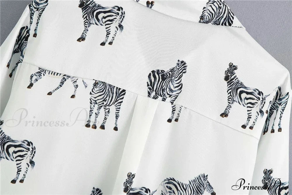 with Satin Blouse Design Arm - Long Women's Zebra Top