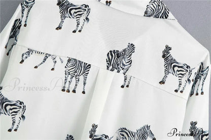 with Satin Blouse Design Arm - Long Women's Zebra Top