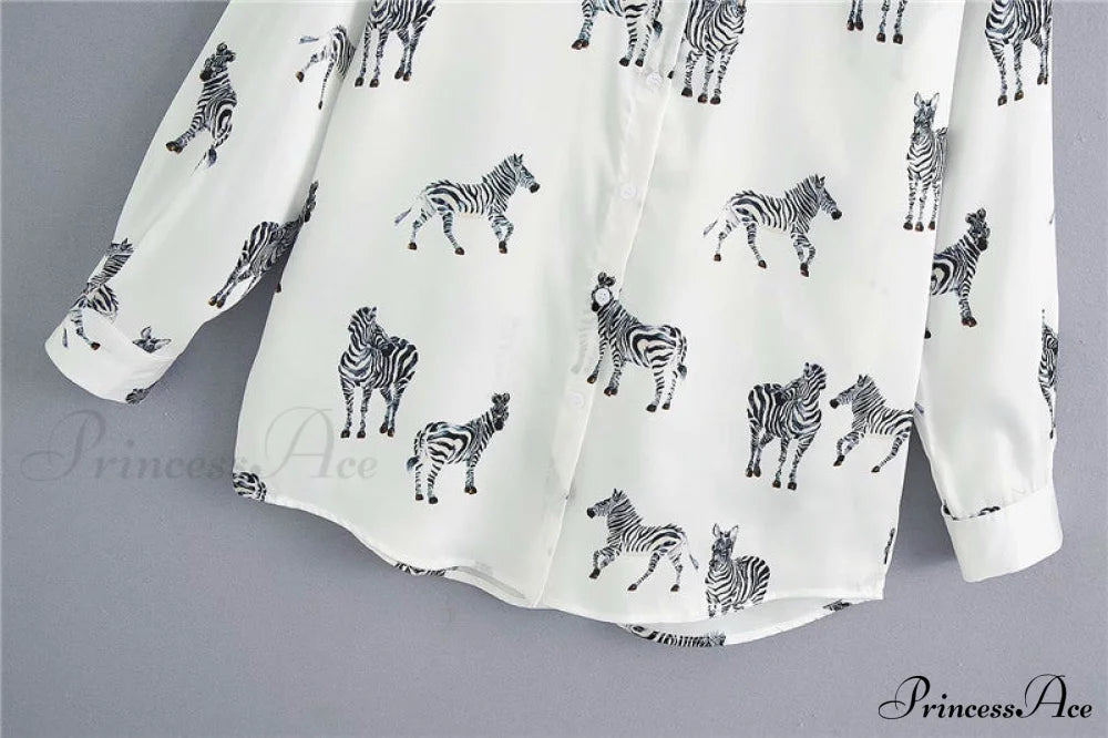 with Satin Blouse Design Arm - Long Women's Zebra Top