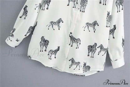 with Satin Blouse Design Arm - Long Women's Zebra Top