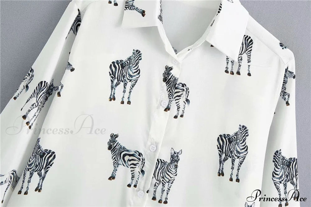 with Satin Blouse Design Arm - Long Women's Zebra Top