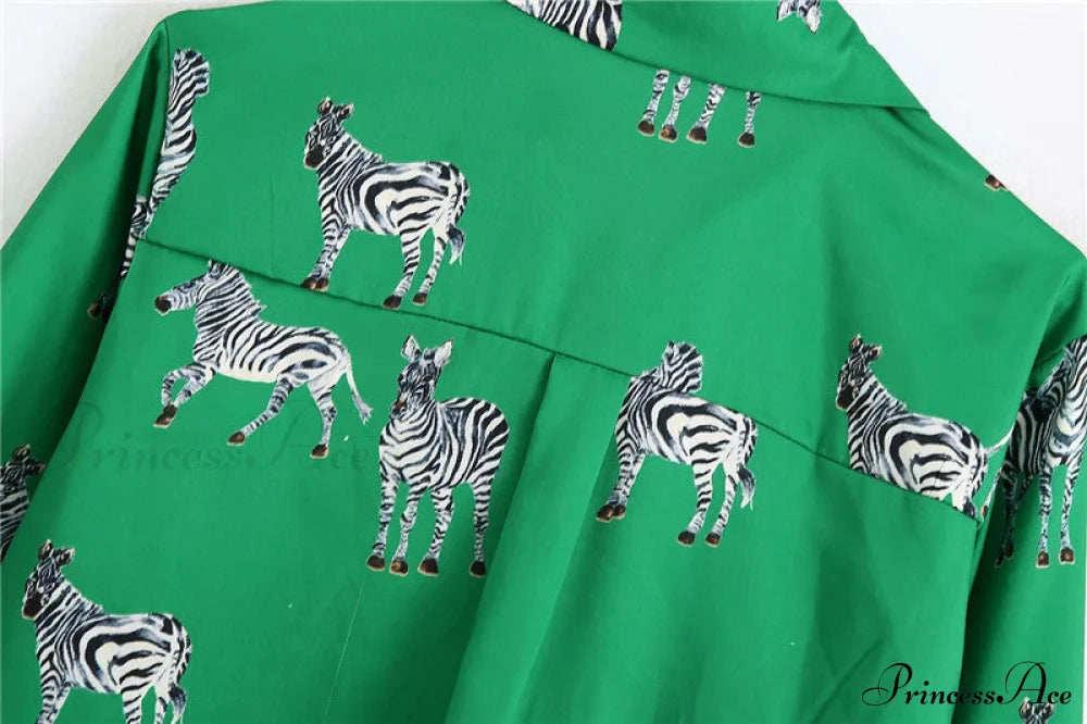 with Satin Blouse Design Arm - Long Women's Zebra Top