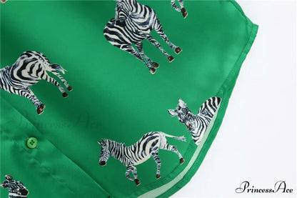 with Satin Blouse Design Arm - Long Women's Zebra Top