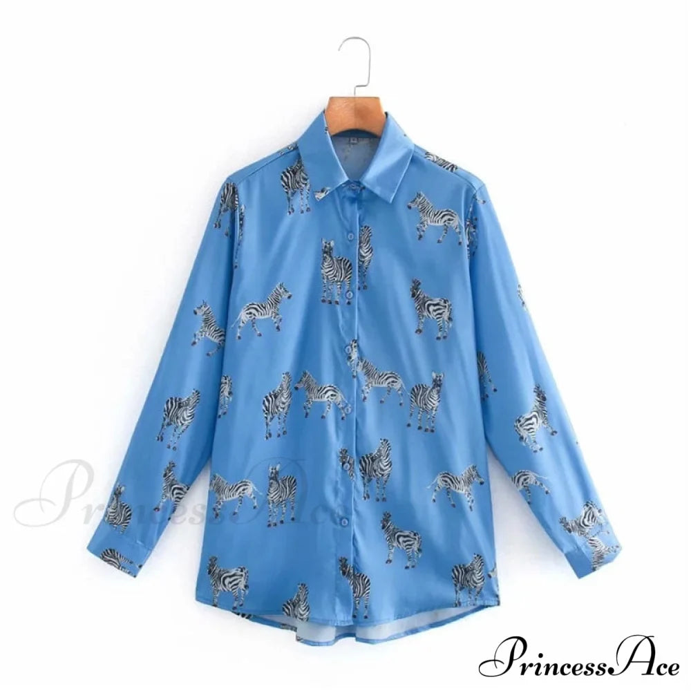 with Satin Blouse Design Arm - Long Women's Zebra Top
