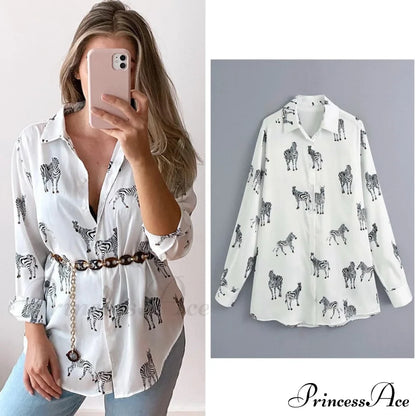 with Satin Blouse Design Arm - Long Women's Zebra Top