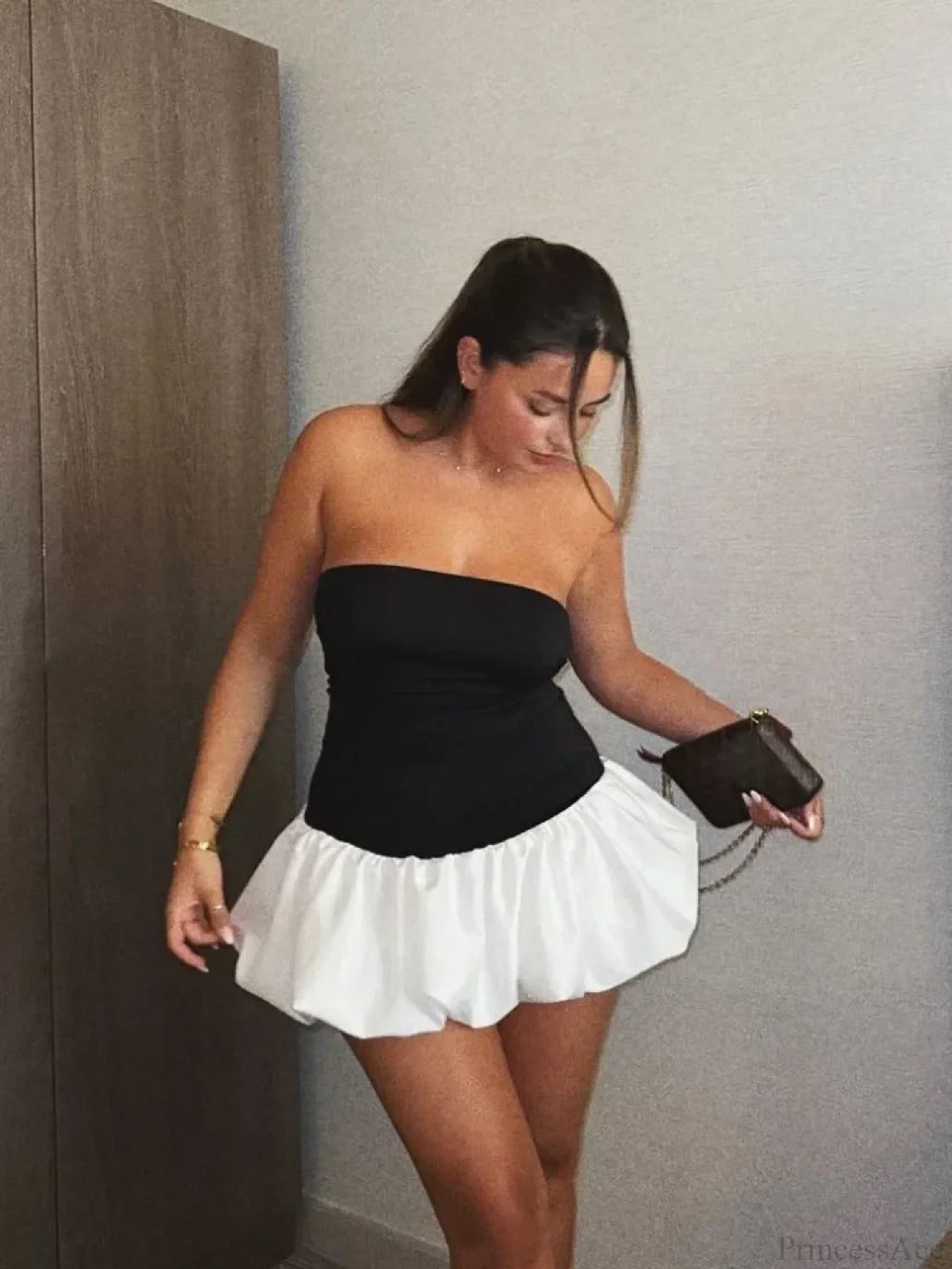 Women Chic Skinny Spliced Backless Flower Bud Mini Sexy Party Dress