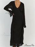 Women Sleeve Loose Casual V Neck Mesh See Through Party Beach Cocktail Club Vestidos Streetwear