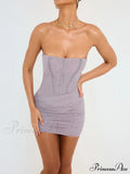 Women Sleeveless Club Mesh Off-shoulder Gown Bodycon Party Warm-Season Sexy Robe Gown Mini Backless Vestidos