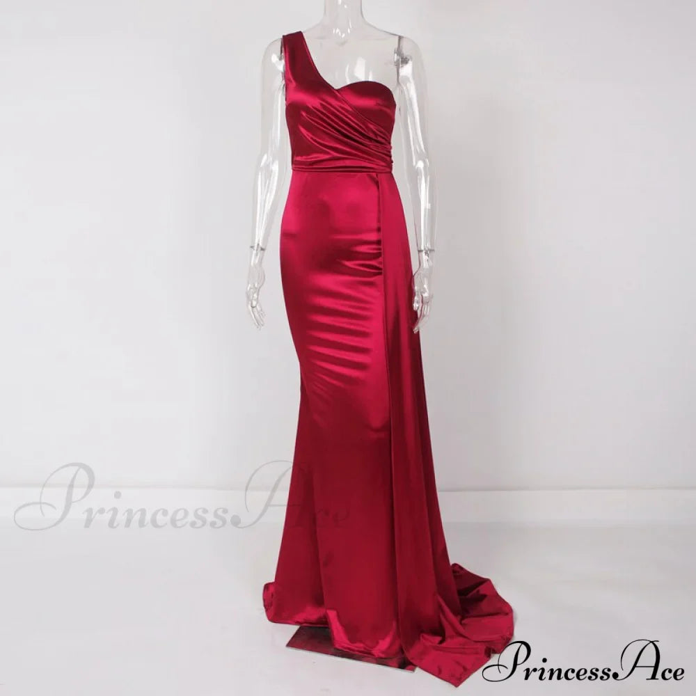 Women's Blue Evening Green Gown Full-Length Party Royal with Sexy Gown Satin Long Ribbon Draped Dress