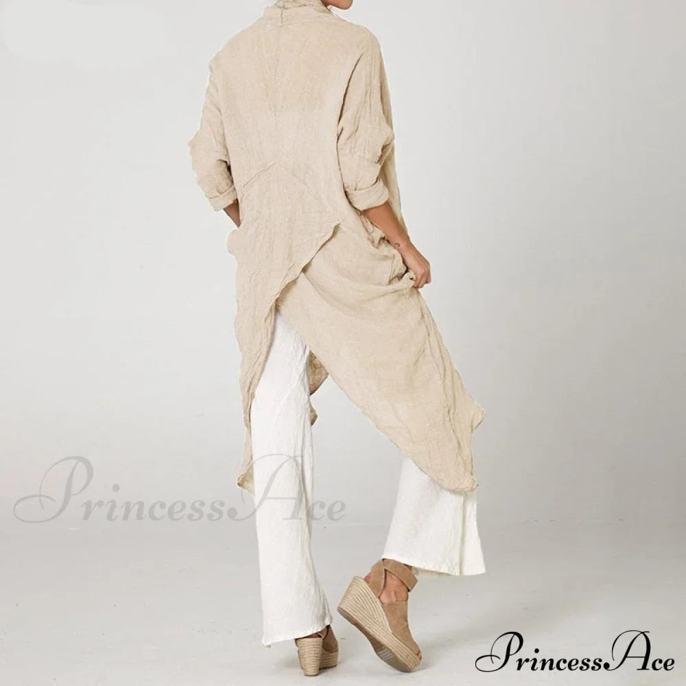 Solid Asymmetrical Cowl Neck Blouse