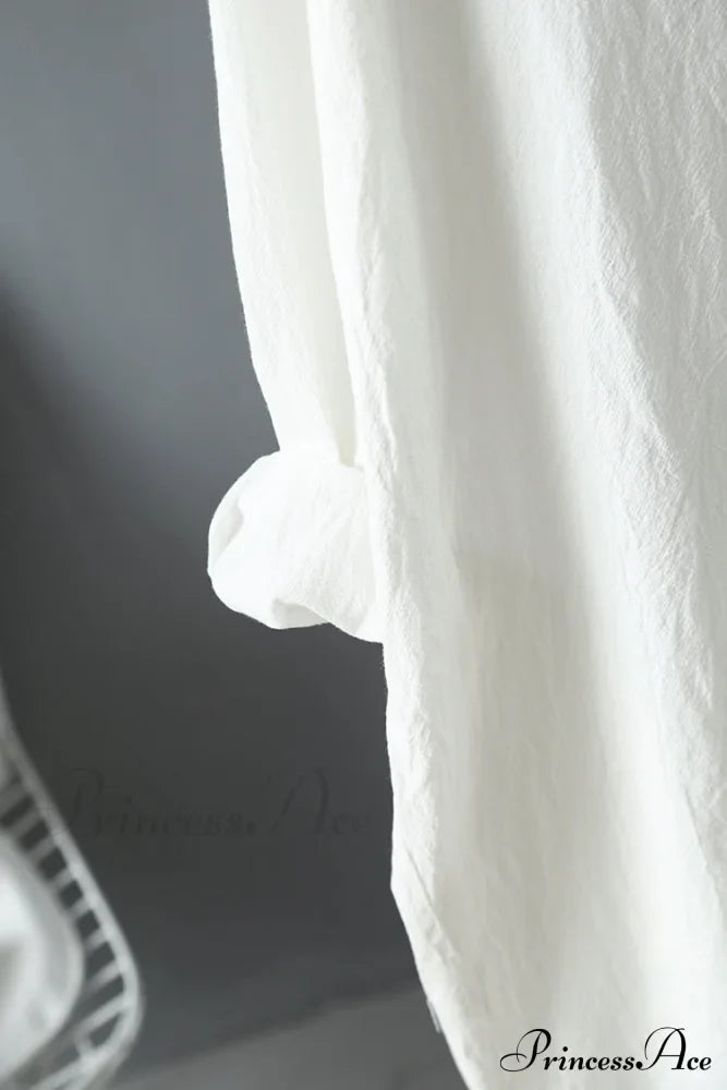 Women's Spring/Autumn Arm - Fit Blouse Loose Casual Gown with Long Buttons