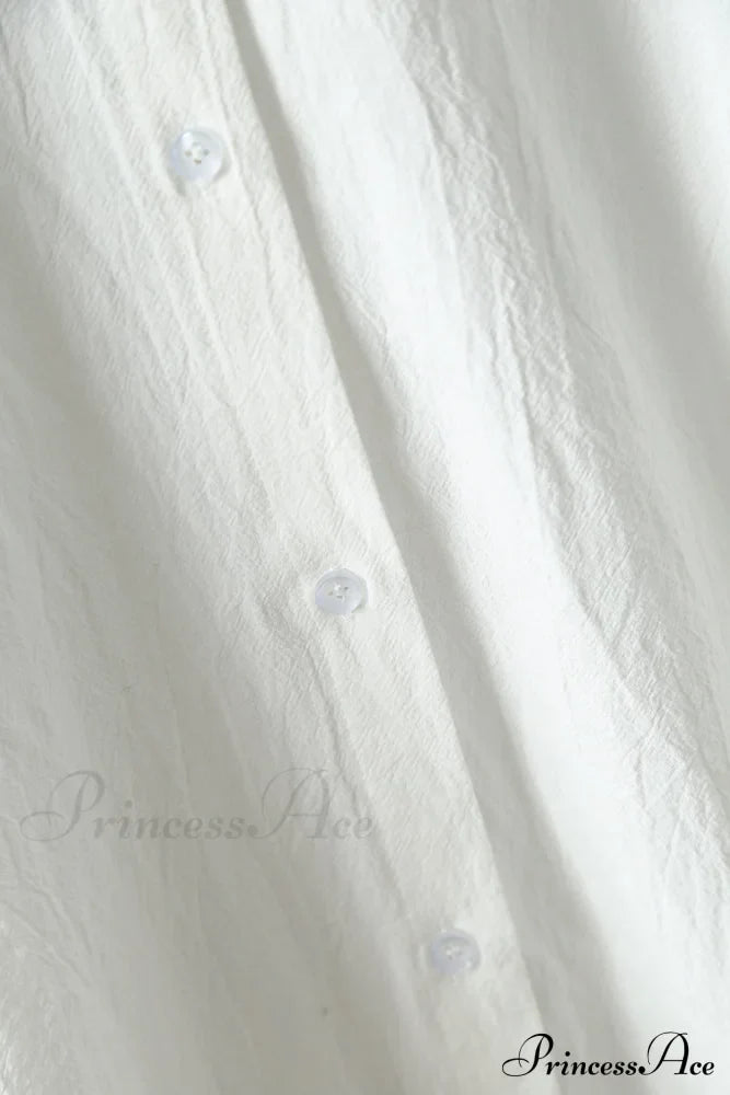 Women's Spring/Autumn Arm - Fit Blouse Loose Casual Gown with Long Buttons
