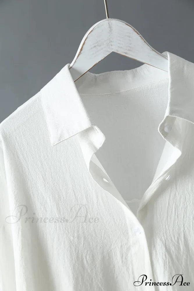Women's Spring/Autumn Arm - Fit Blouse Loose Casual Gown with Long Buttons