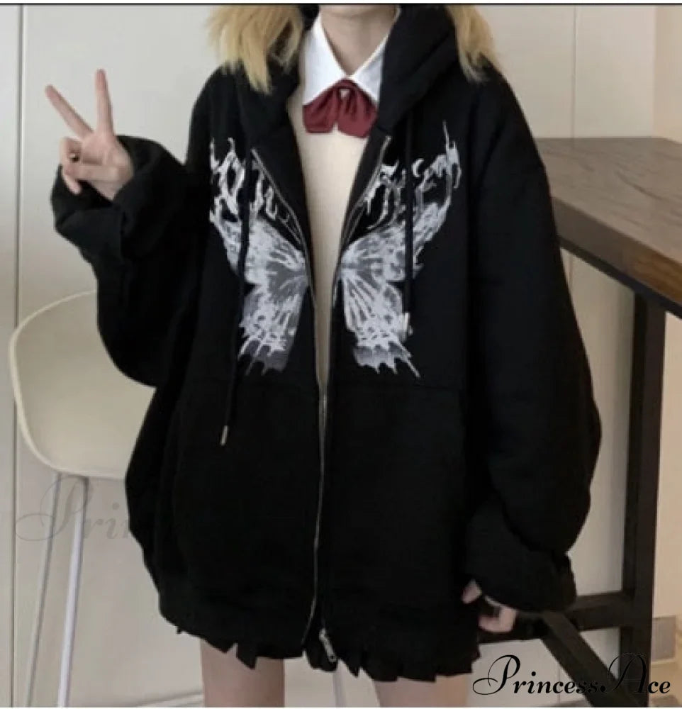 Y2K Butterfly Print Hoodies