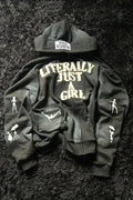 Y2K Hip-Hop 3D Letter Print  Loose Zip Hoodie